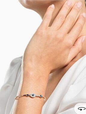 Symbolica Bangle Evil Eye, Blue, Mixed Metal Finish Medium- Excellent Conditon